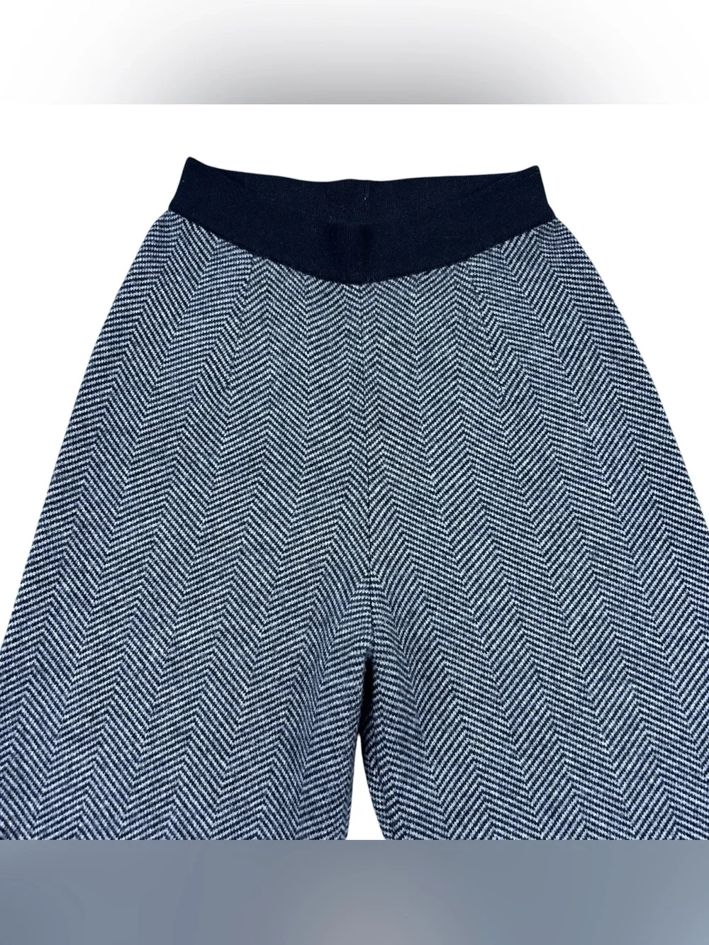100% Cashmere Herringbone Wide Leg Pants Womens L Sheng Tang Peony Minimalist